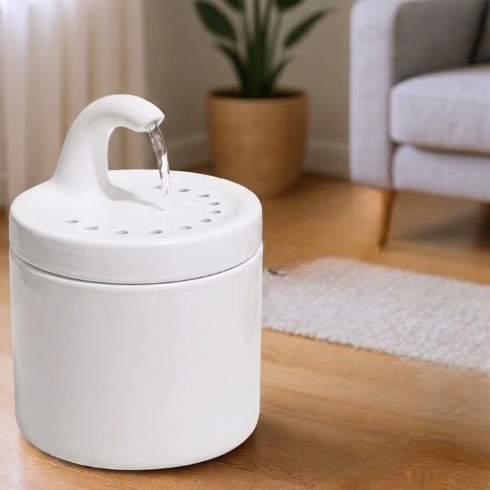 Petyco Hazen Care Seramik Kedi Su Pınarı – 1,5 L, Ultra Sessiz, Aktif Karbon Filtreli
