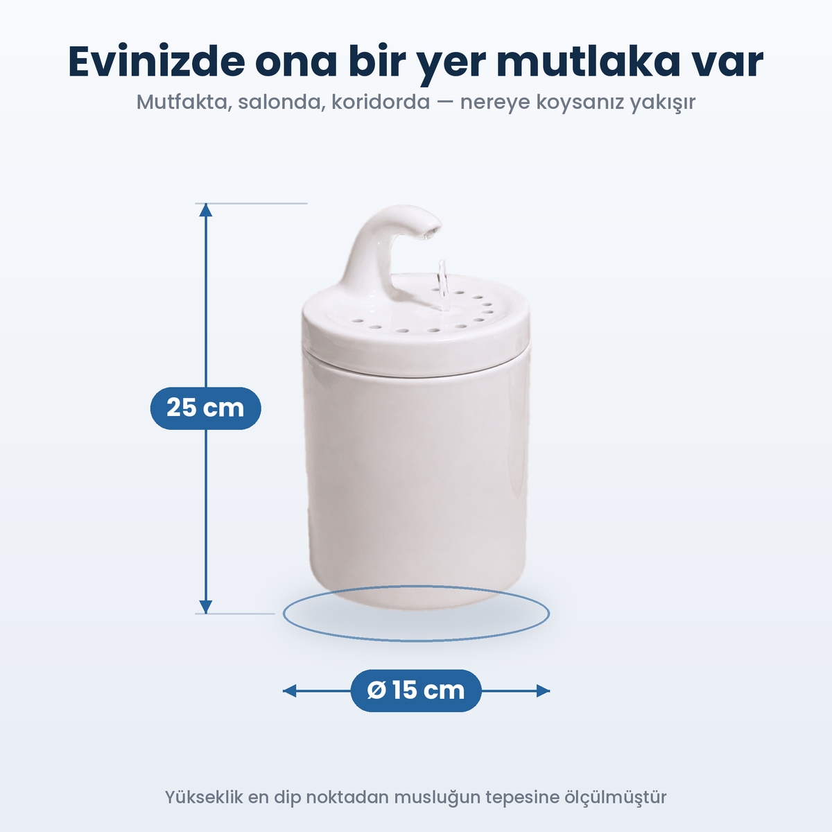 Beyaz Petyco seramik kedi su pinari