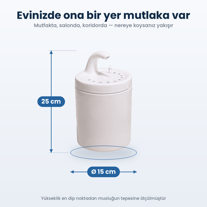 Beyaz Petyco seramik kedi su pinari