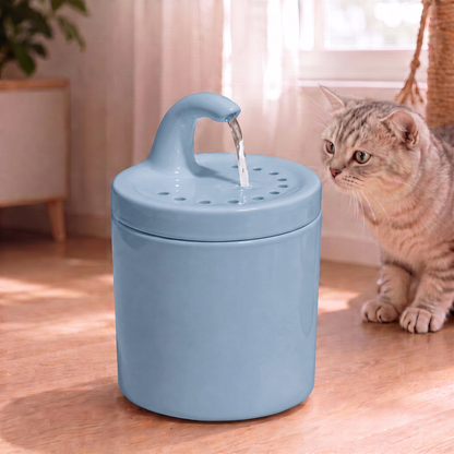 Mavi Petyco seramik kedi su pinari