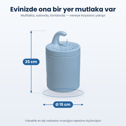 Mavi Petyco seramik kedi su pinari