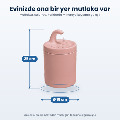 Pembe Petyco seramik kedi su pinari